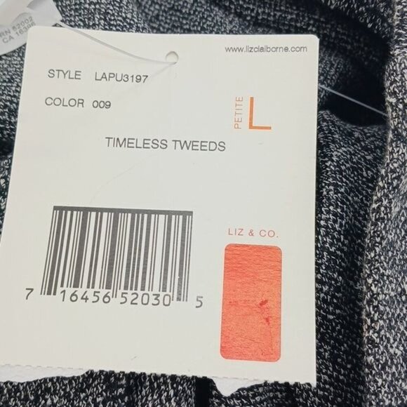 Liz Claiborne Pants Gray Tweed Wide Leg Business Slacks Womens Size Large Petite - Picture 7 of 7